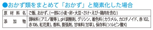 おかず類をまとめて「おかず」と簡素化した場合