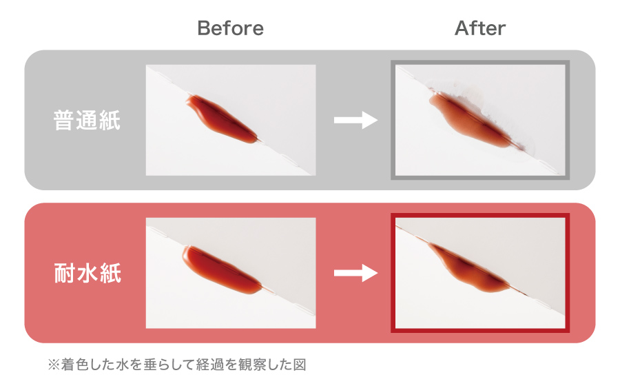 耐水紙と水の浸透